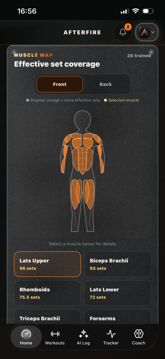 AfterFire effective-set muscle coverage map